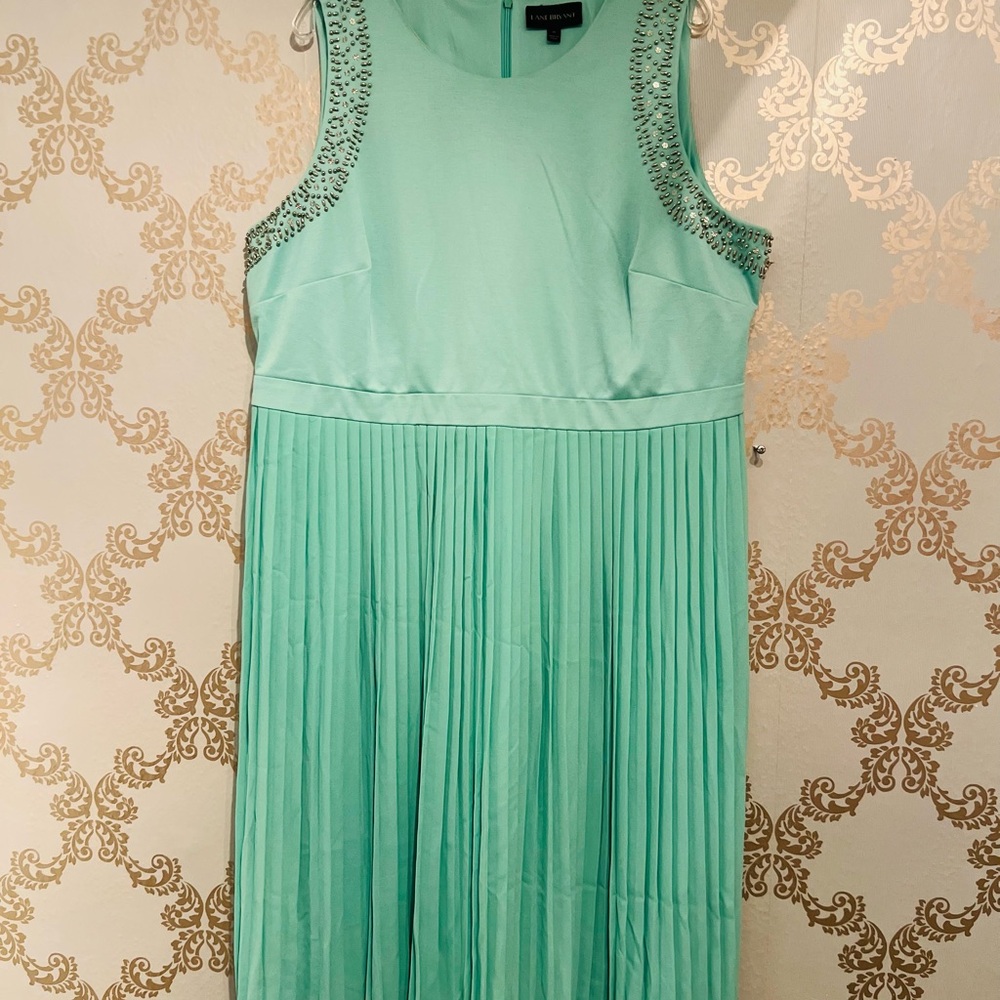 Lane Bryant Mint Green Pleated Midi Dress